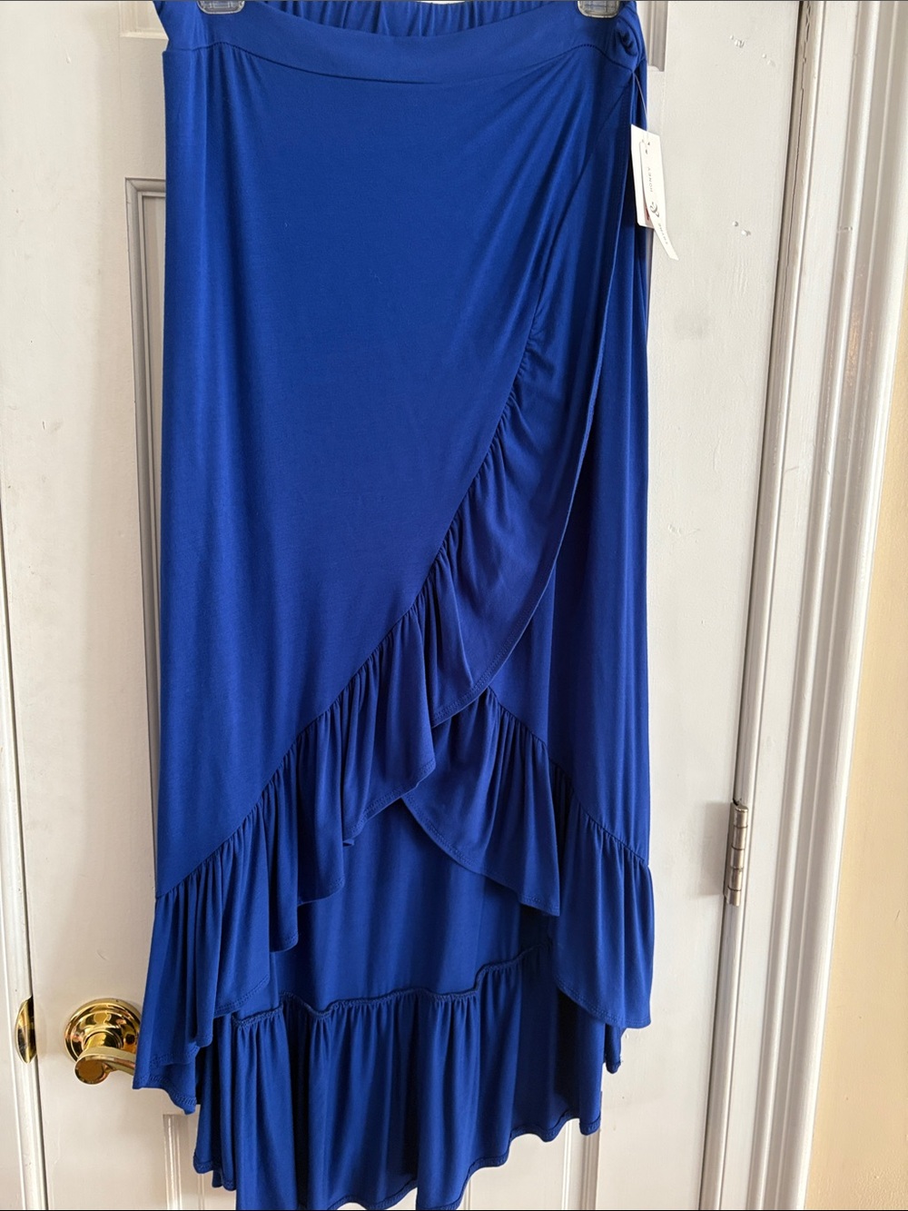 NWT! Thyme and Honey Ruffle Wrap Maxi Skirt - Royal Blue Size Large